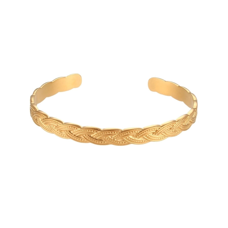 Fashion Solid Color 304 Stainless Steel 18K Gold Plated Bangle In Bulk