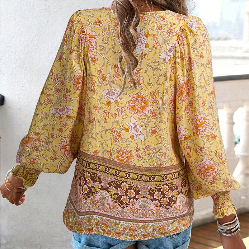 💖Hot Sales-49% OFF✨Women's Fashion Printed v-Neck Long Sleeve Shirt