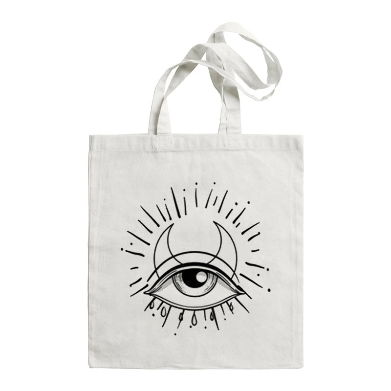 Unisex Large Canvas Devil's Eye Streetwear Square Open Tote Bag