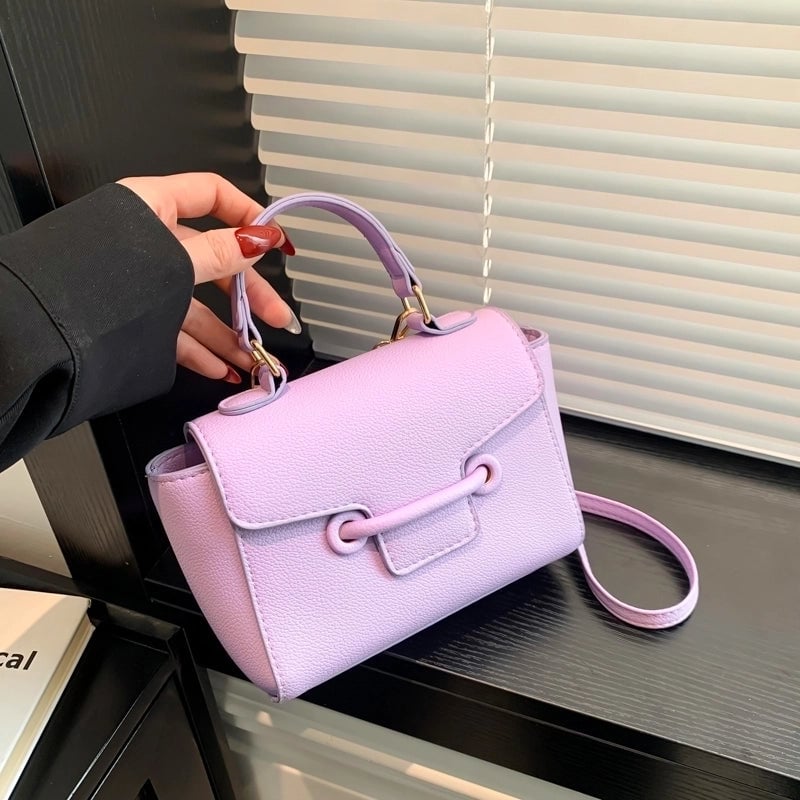 Women's Pu Leather Solid Color Vintage Style Classic Style Flip Cover Handbag