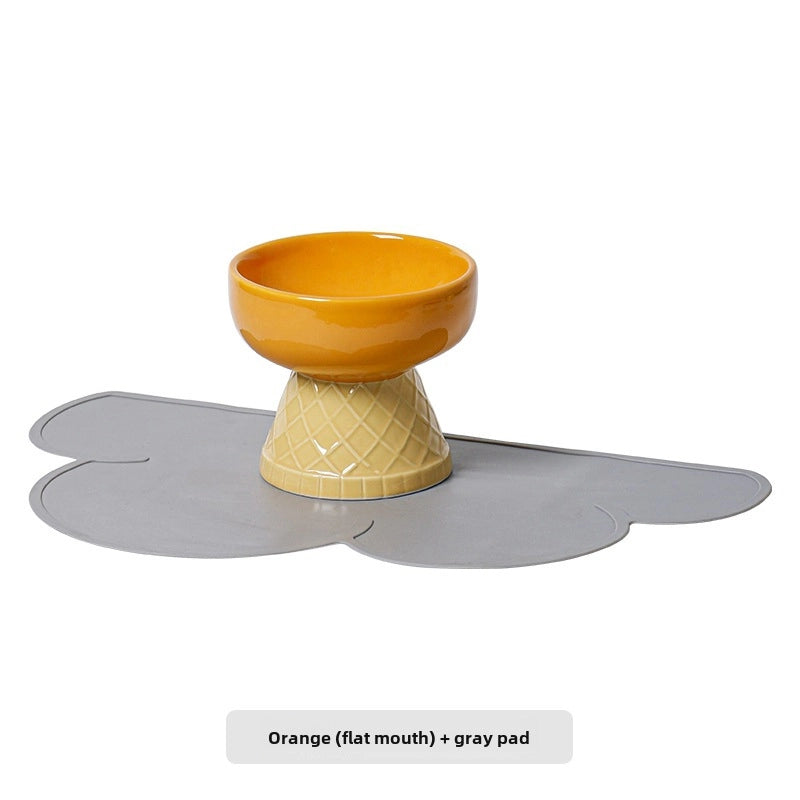 Cat Bowl Ceramic Protective Cervical Spine Drinking Bowl Pet Supplies Cute Oblique Mouth Anti-knock Dog Rice Bowl Cat Food Bowl