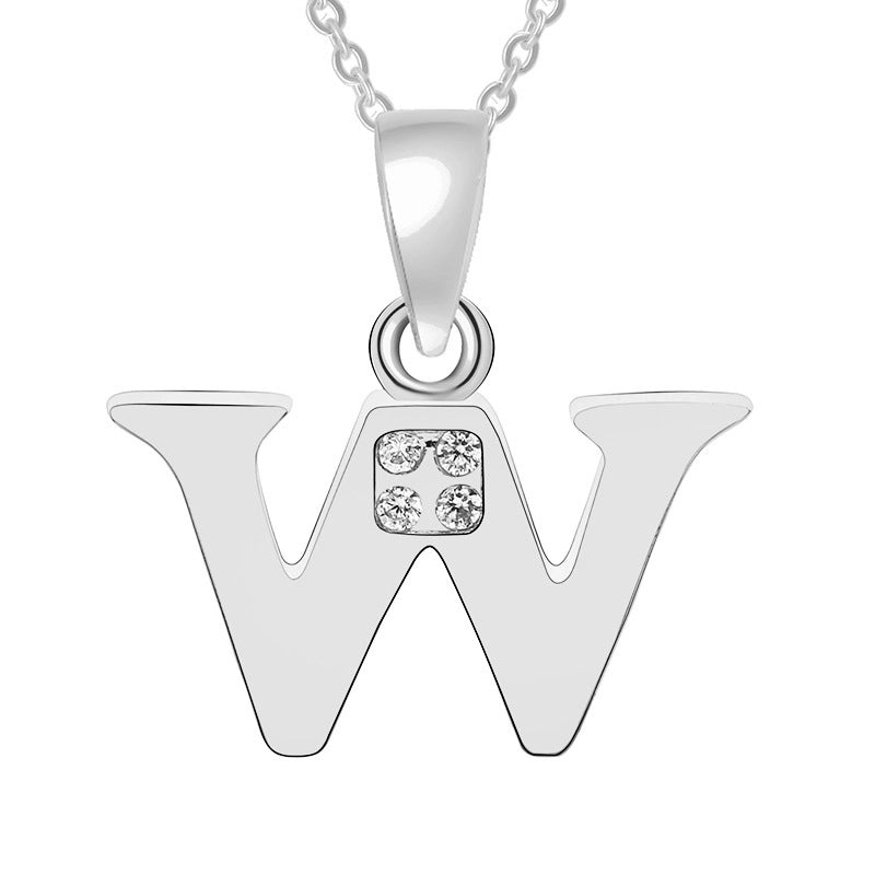 Minimalist Letter Copper Plating Inlay Zircon Pendant Necklace