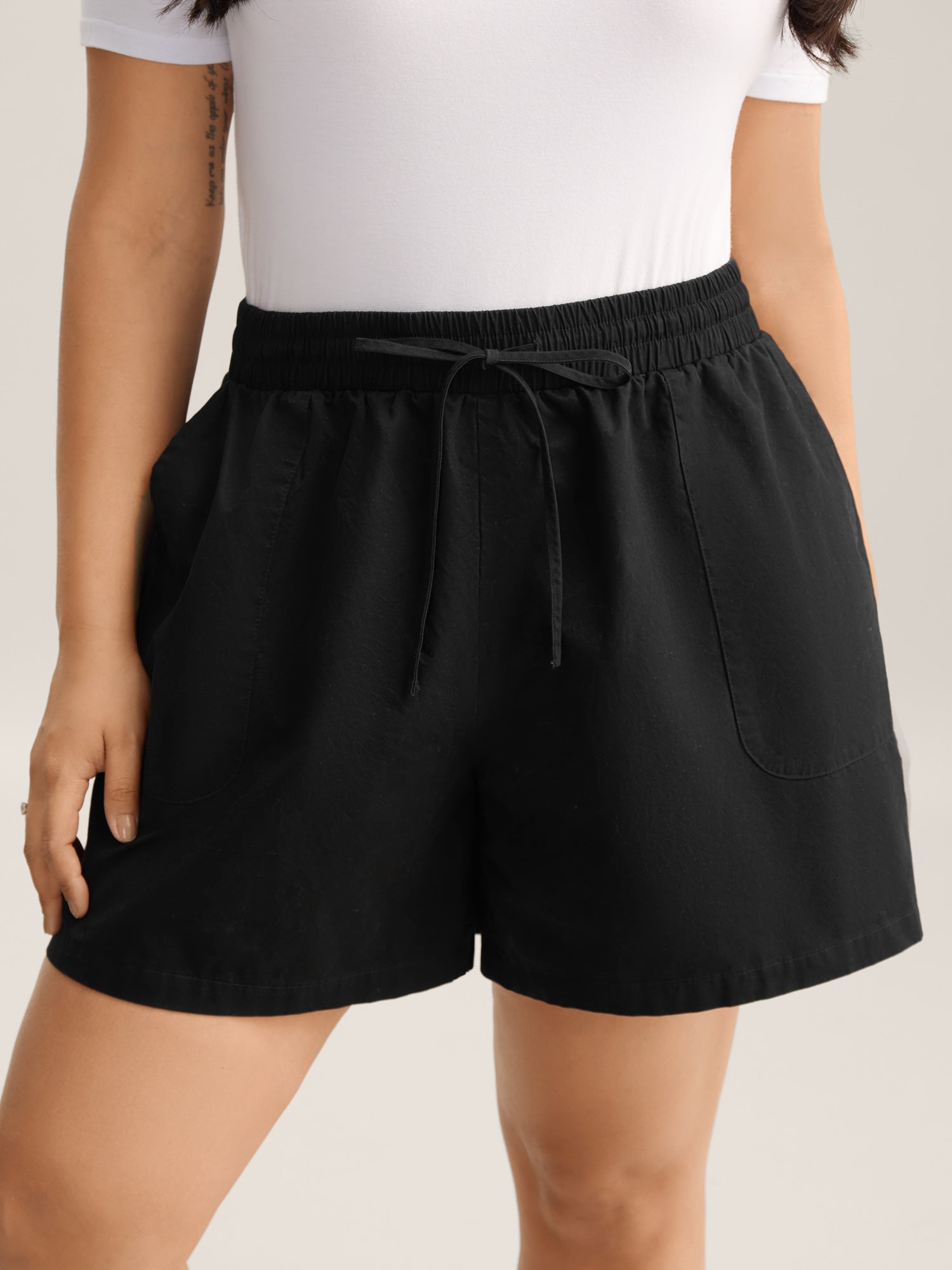 Waist-Drawstring Wide-Leg Shorts