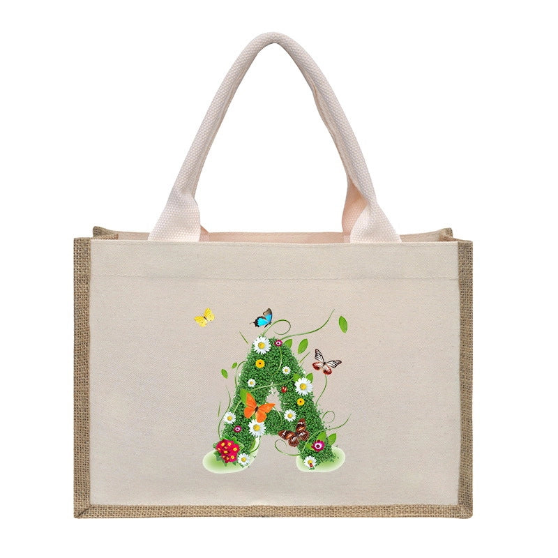 Women's Medium Canvas Letter Basic Classic Style Open Shopping Bags