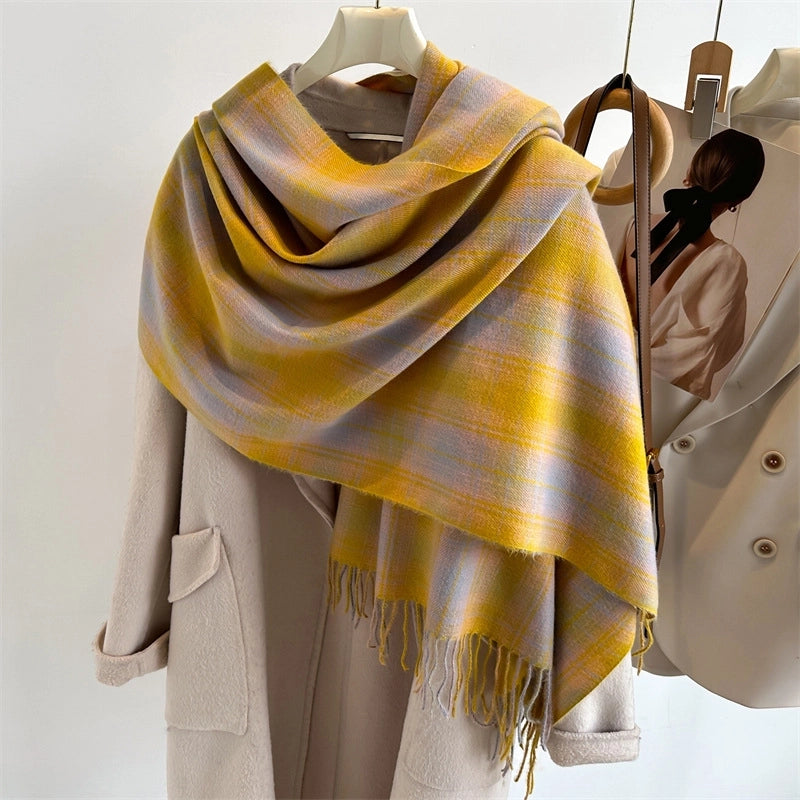Women's Business Classic Style Color Block Imitation Cashmere Scarf