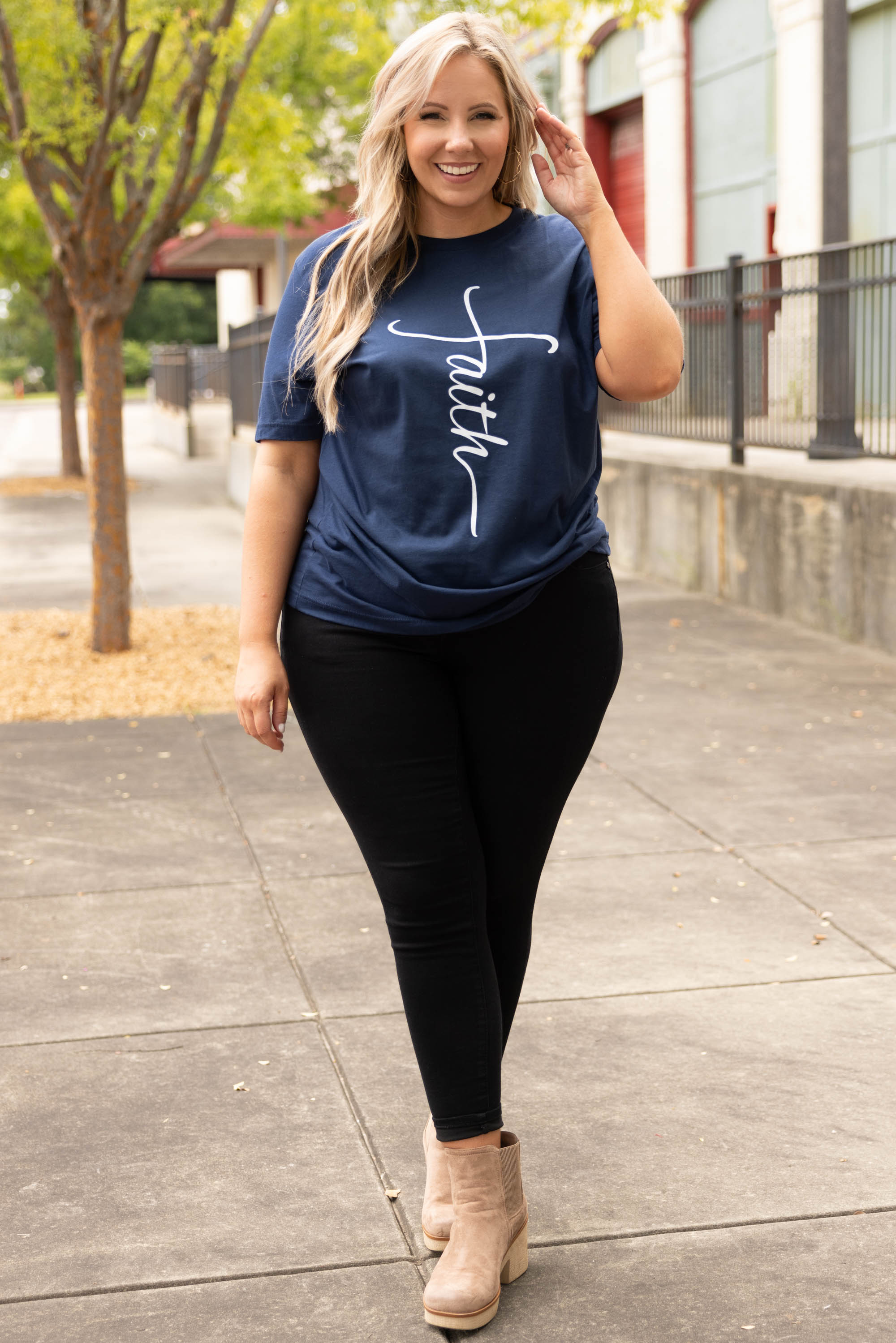 With Faith Tee. Navy