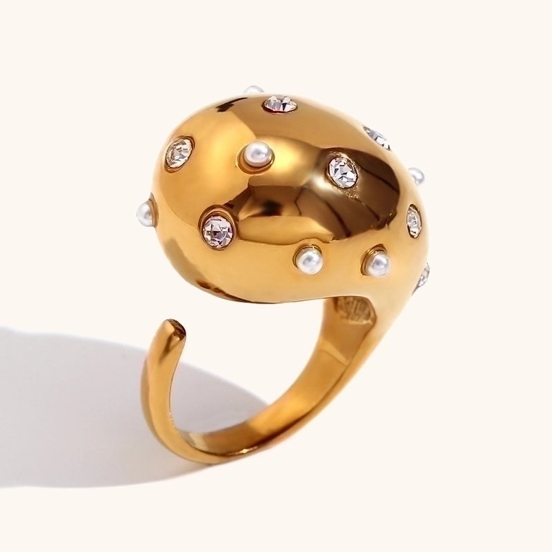Retro Lady Geometric Stainless Steel Plating Inlay Zircon Open Rings