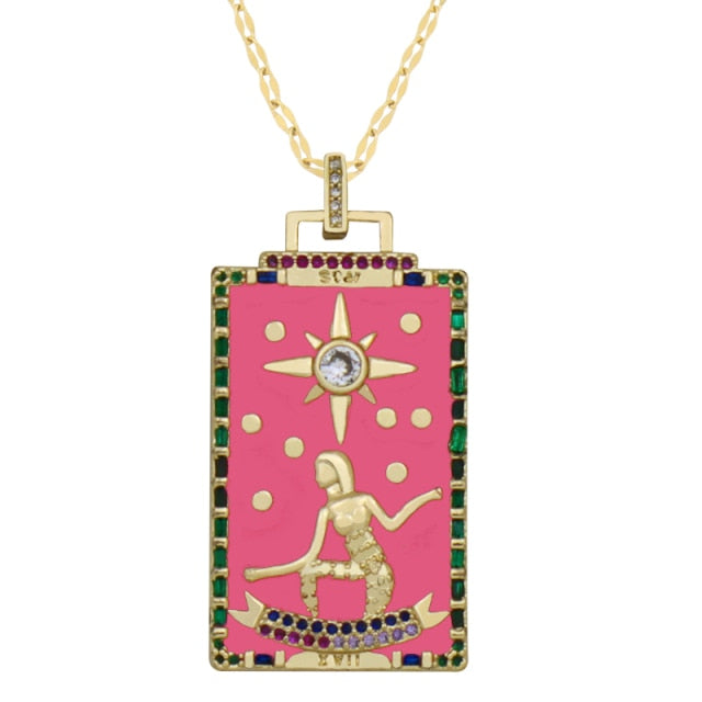 Diamond Tarot Card Necklaces