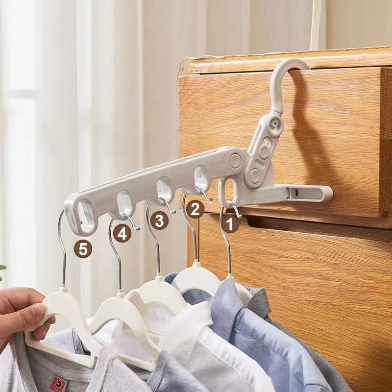 Five-hole Clothes Hanger Portable Folding Clothes Hanger Multi-functional Business Trip Plastic Clothes Hanger Dormitory Wet And Dry Dual-use Clothes Hanger