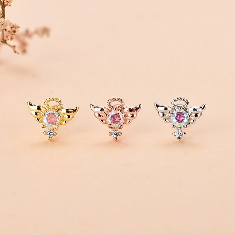 Minimalist Star Heart Shape Stainless Steel Copper Plating Inlay Zircon Ear Studs 1 Piece