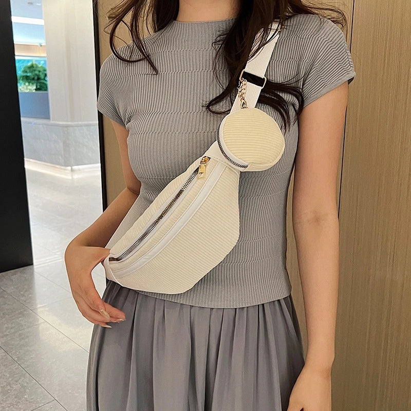 Women's Synthetic Leather Solid Color Basic Classic Style Dumpling Shape Zipper Bag Sets Fanny Pack