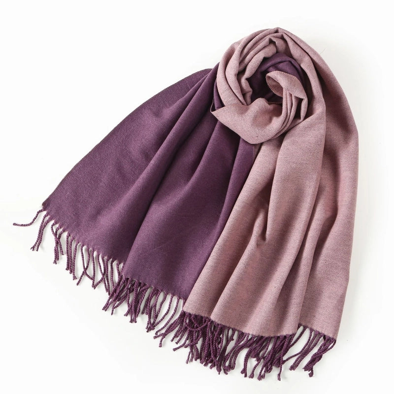 Women's Elegant Minimalist Color Block Imitation Dehaired Angora Tassel Scarf