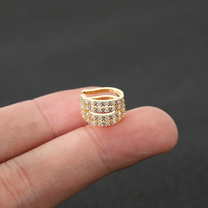 1 Piece IG Style Minimalist U Shape Star Inlay Copper Zircon Ear Cuffs