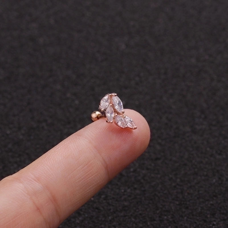 Minimalist Triangle Round Water Droplets Stainless Steel Copper Inlaid Zircon Ear Studs 1 Piece