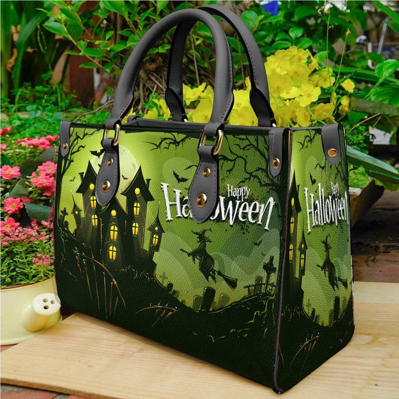 Halloween Women's Medium Pu Leather Letter Streetwear Square Hook Loop Tote Bag