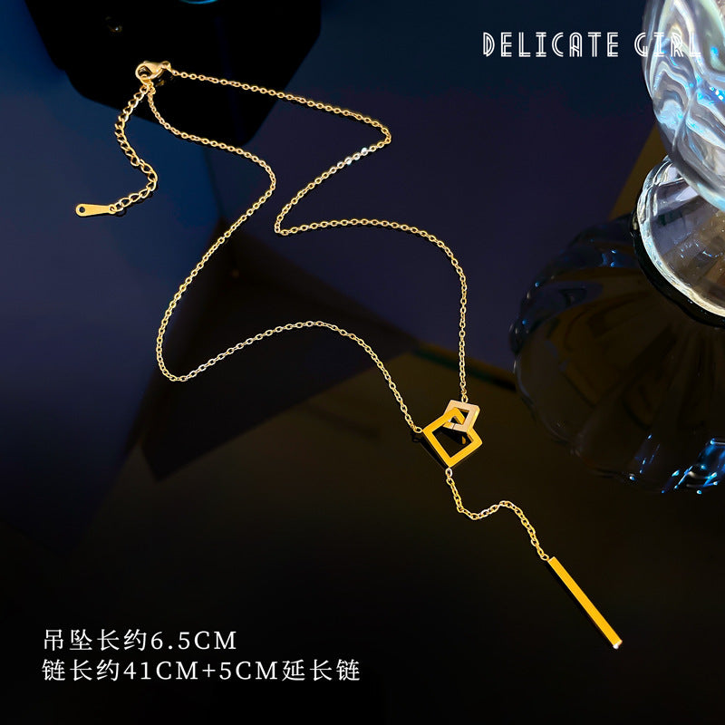 2 Pieces Cartoon Leaf Gourd Lily Of The Valley Geometric Titanium Steel Electroplating Necklaces