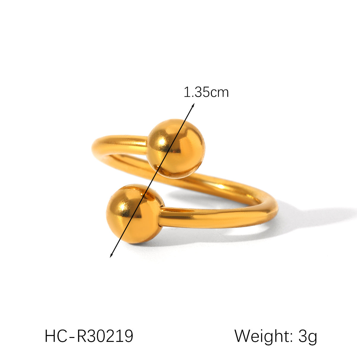 Stainless Steel Ball Ring Female Niche Design Size Gold Ball Ring Titanium Steel Ring
