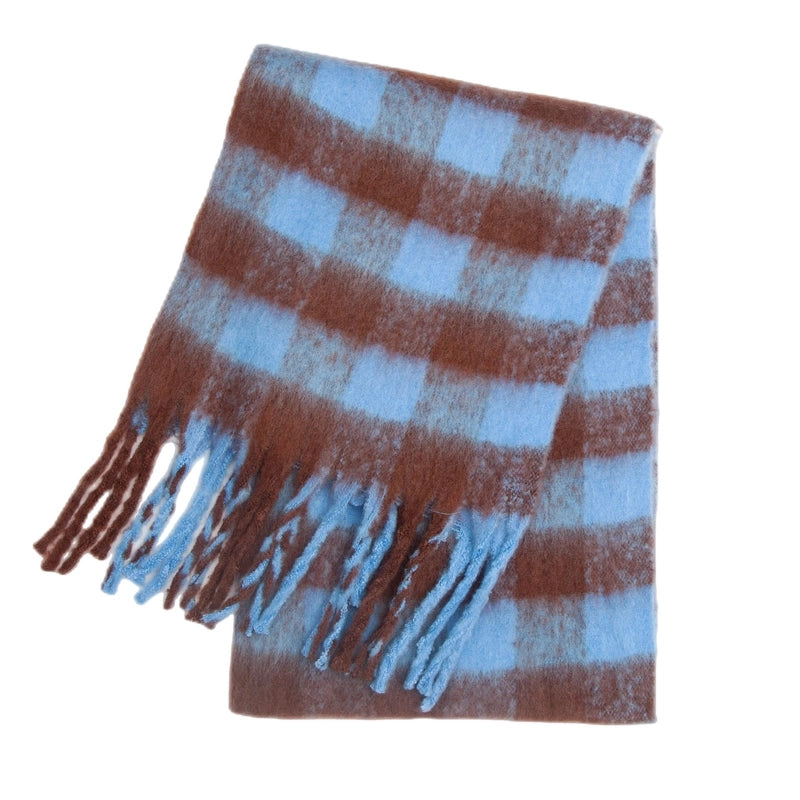 Women's Casual Minimalist Lattice Polyester Tassel Scarf