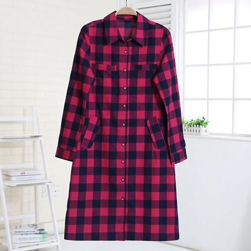 Long Plaid Shirt Dress
