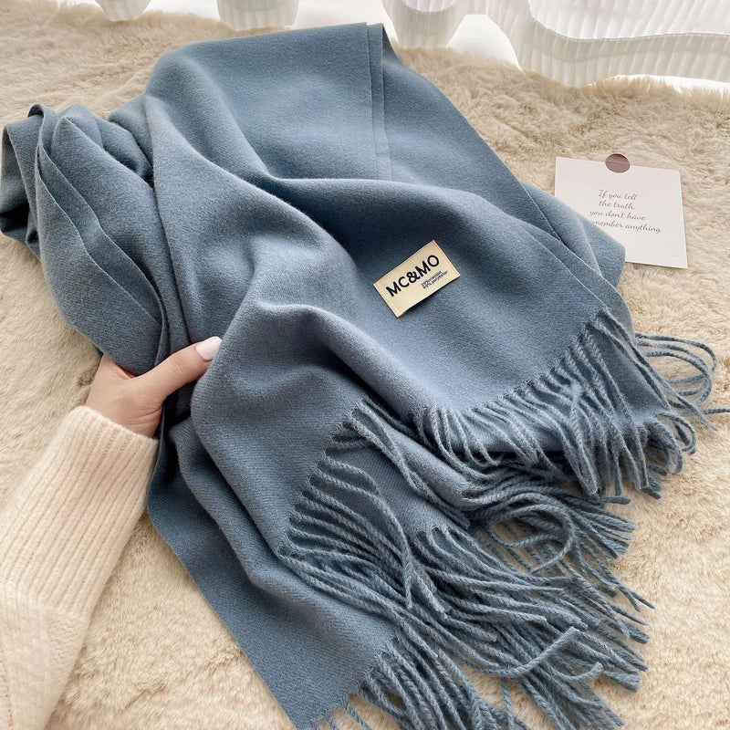 New Solid Color Cashmere Scarf Women's Fashion Wear Autumn And Winter Warm Shawl Women's Scarf