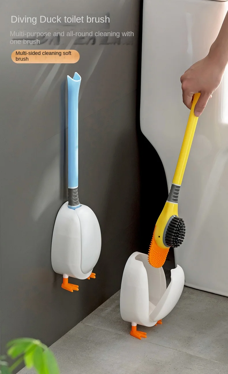 DUCK-SHAPED RUBBER TOILET BRUSH 鈥?SILICONE LONG HANDLE FOR DEEP CLEANING & CORNER REACH