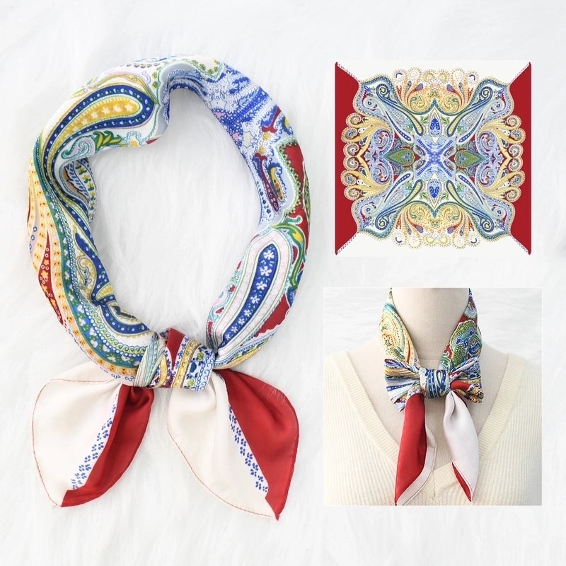 Women's Elegant Printing Satin Printing Silk Scarf