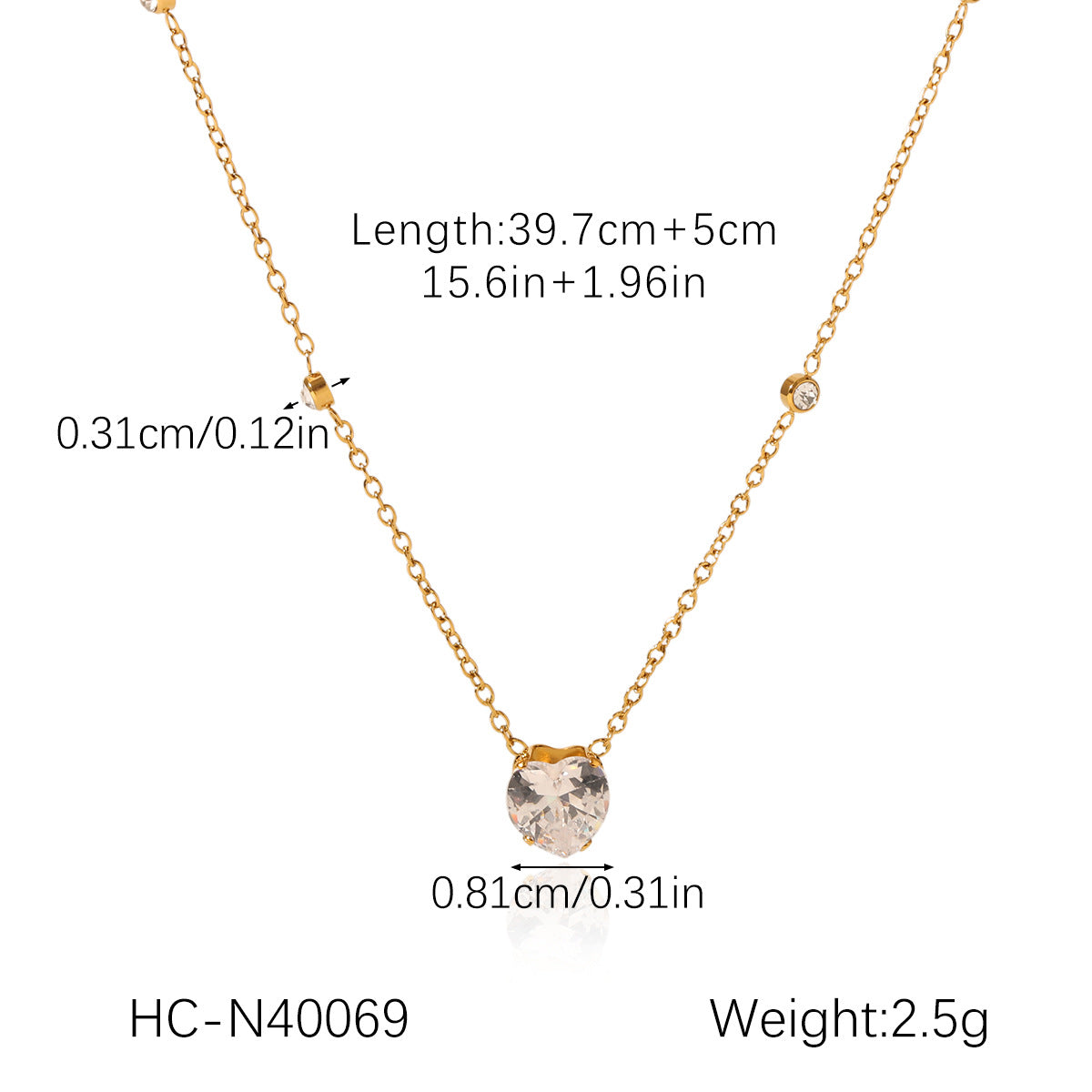 Ins Style Stainless Steel Love Necklace Inlaid With Zircon Clavicle Chain Female Titanium Steel 18K Gold-Plated Necklace