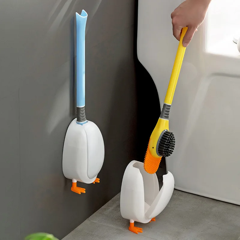 DUCK-SHAPED RUBBER TOILET BRUSH 鈥?SILICONE LONG HANDLE FOR DEEP CLEANING & CORNER REACH