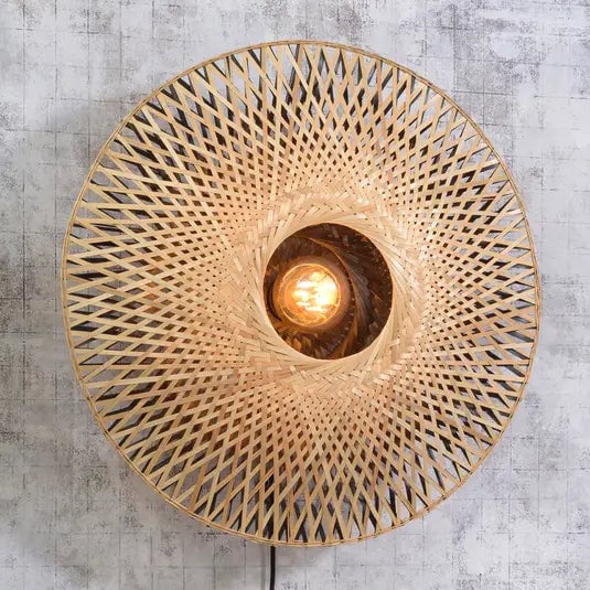 Rustic Wall-Mounted Woven Light with Natural Design
