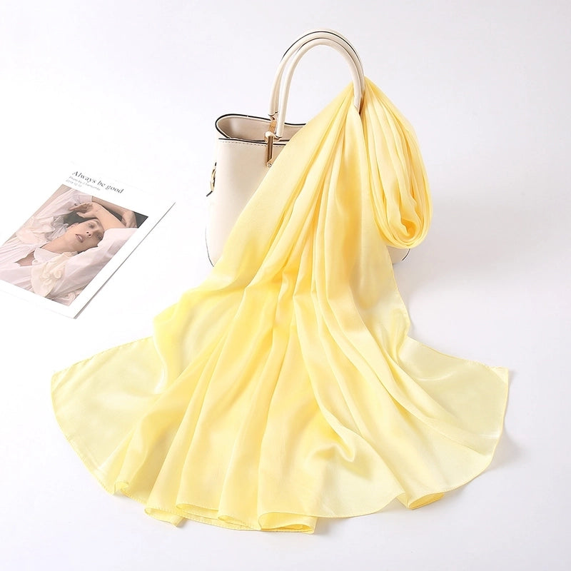 Women's Lady Fashion Minimalist Solid Color Satin Silk Scarves