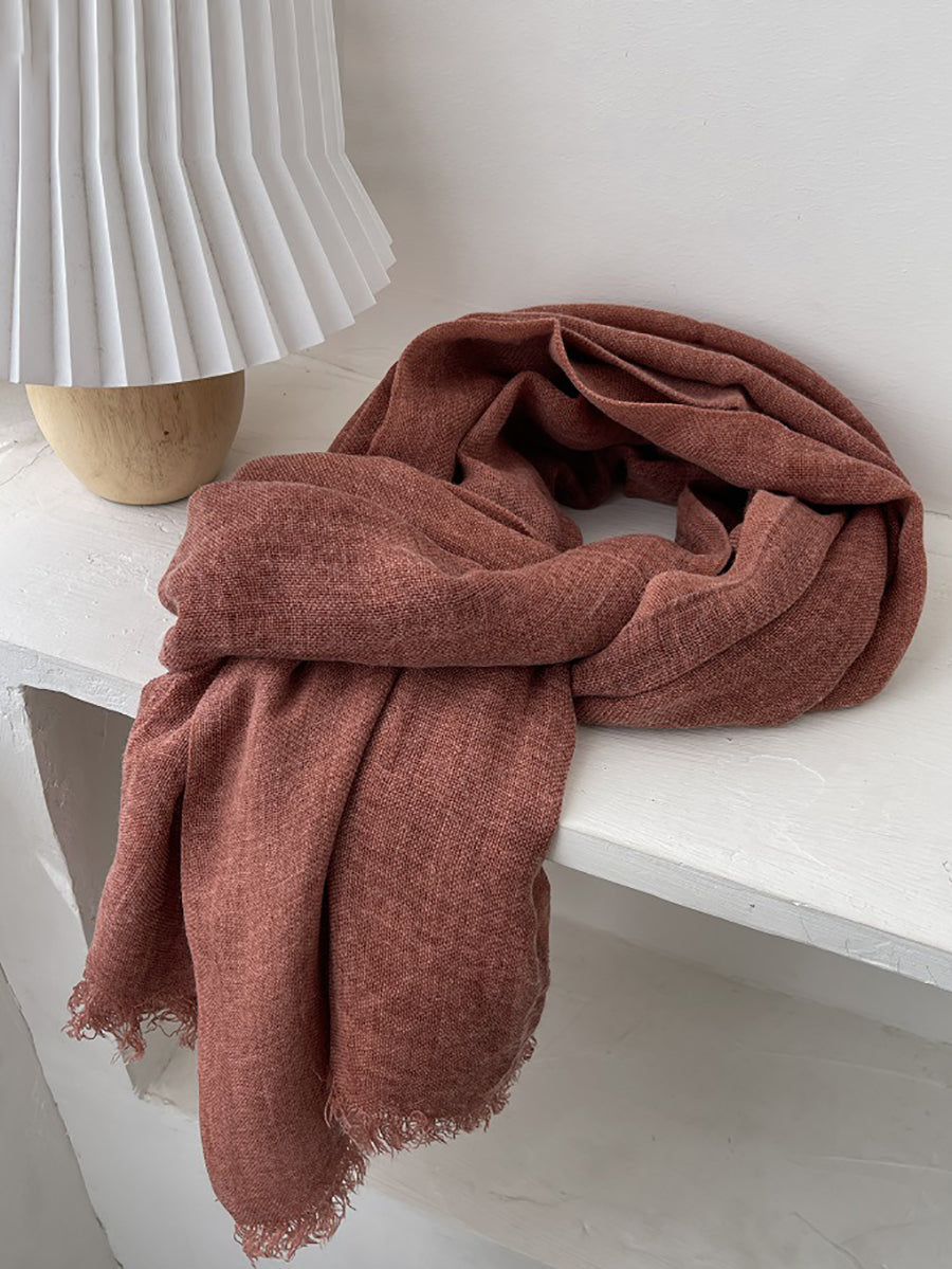 Women Spring Soft Pure Color Tassel Shawl Scarf