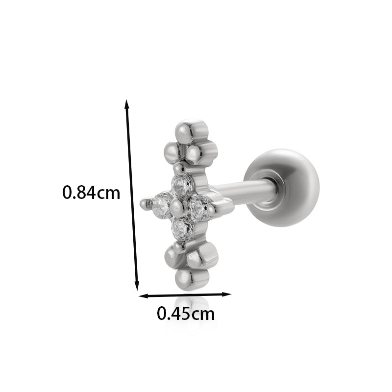 1 Piece Ear Cartilage Rings & Studs IG Style French Style Minimalist Star Flower Butterfly Copper Inlay Zircon