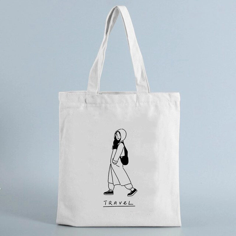 Women's Small Canvas Human Elegant Square Open Canvas Bag