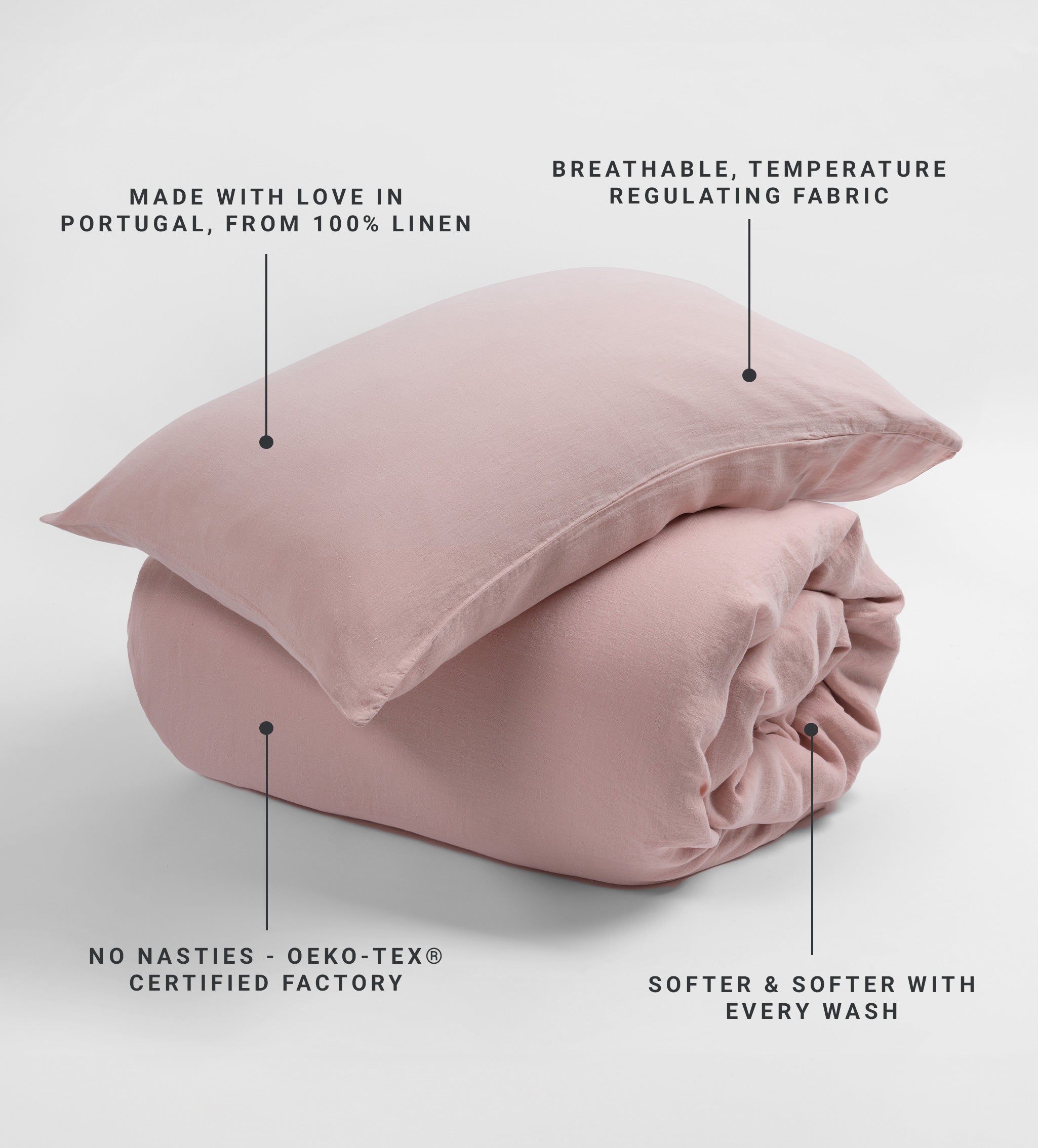 Blush Pink 100% Linen Duvet Cover