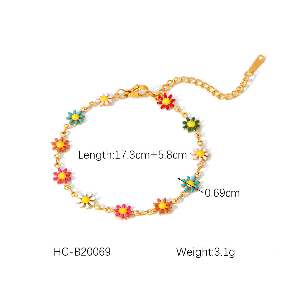 Stainless Steel Chain Small Daisy Olive Branch Butterfly Color Oil Drop Necklace Female Fashion All-Match Titanium Steel Bracelet