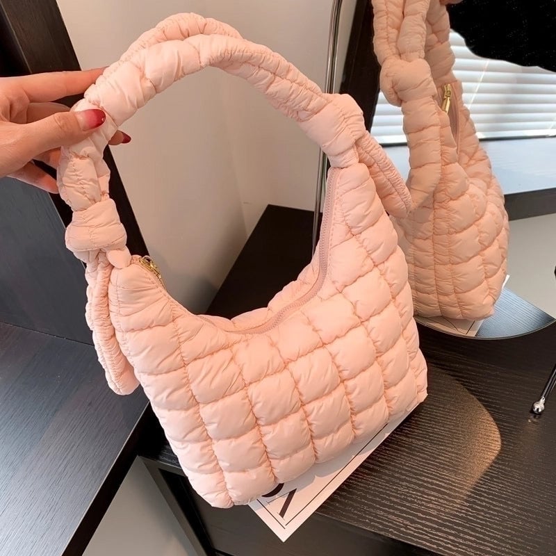 Women's Medium All Seasons Nylon Solid Color Streetwear Square Zipper Shoulder Bag