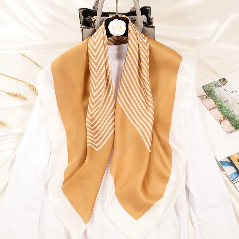 Women's Casual Plant Satin Printing Silk Scarf