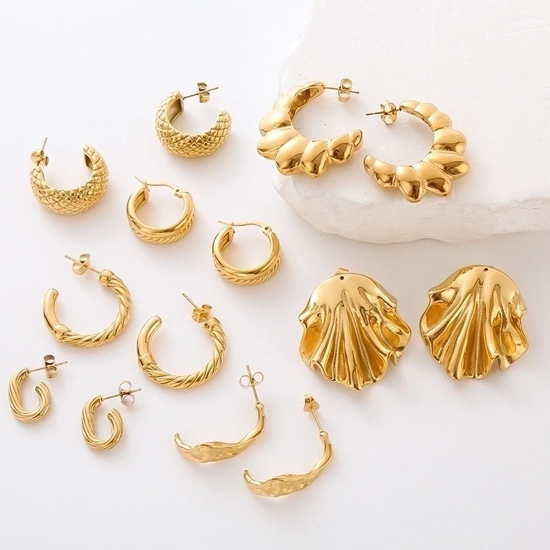 1 Pair Minimalist Commute Solid Color Plating 304 Stainless Steel 18K Gold Plated Ear Studs