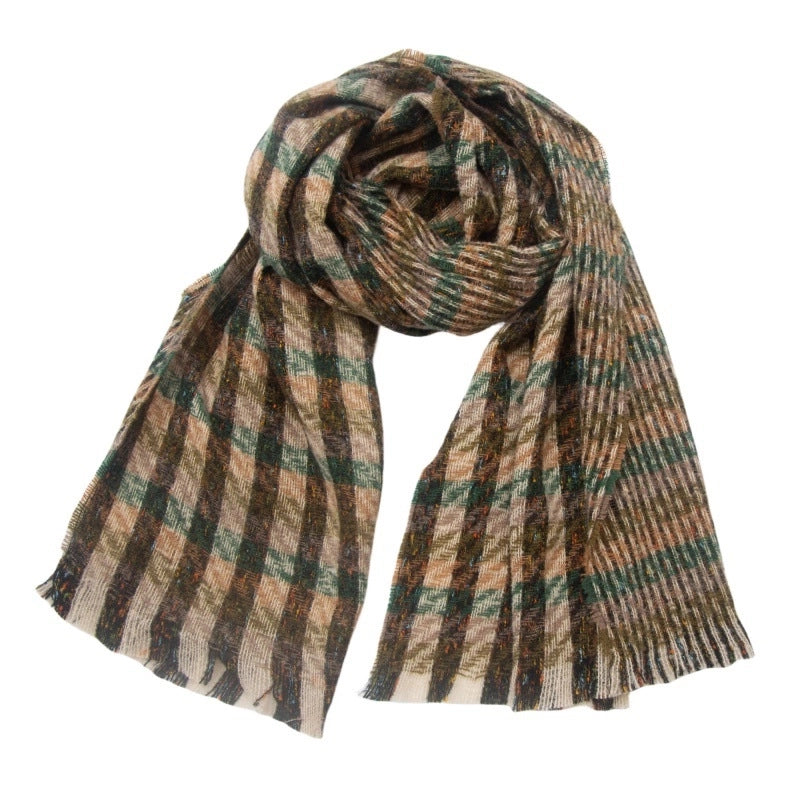 Unisex Casual Minimalist Lattice Polyester Tassel Scarf