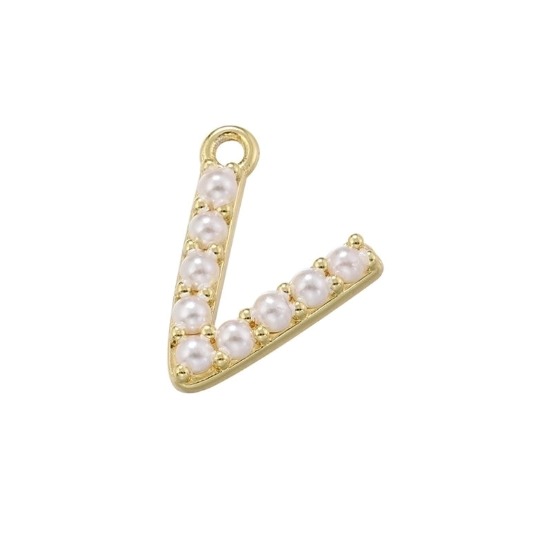 Casual Elegant Minimalist Letter Copper Plating Inlay Artificial Pearls 18k Gold Plated Charms