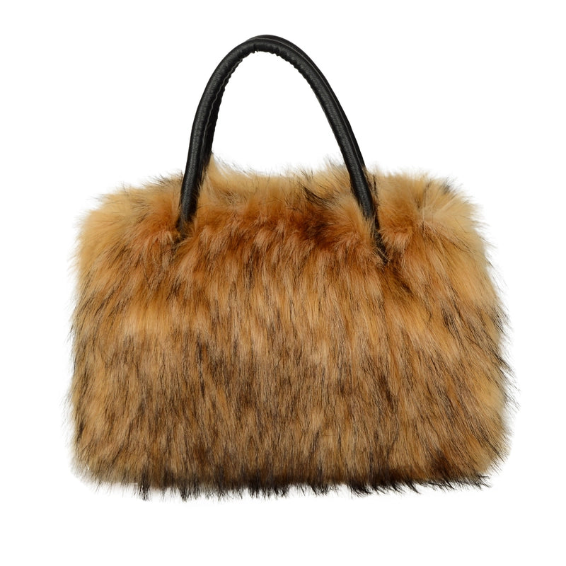 Women's Large Imitation Fur Solid Color Basic Classic Style Square Zipper Tote Bag