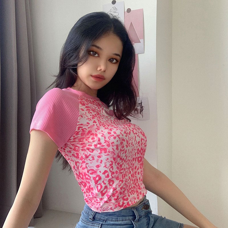 Pink Leopard Print Top