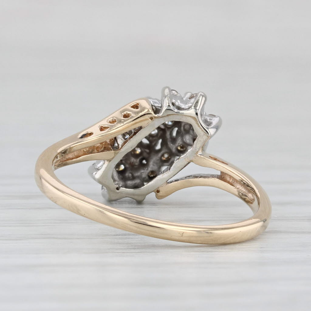 0.25ctw Diamond Cluster Bypass Ring 14k White Yellow Gold Size 6.5