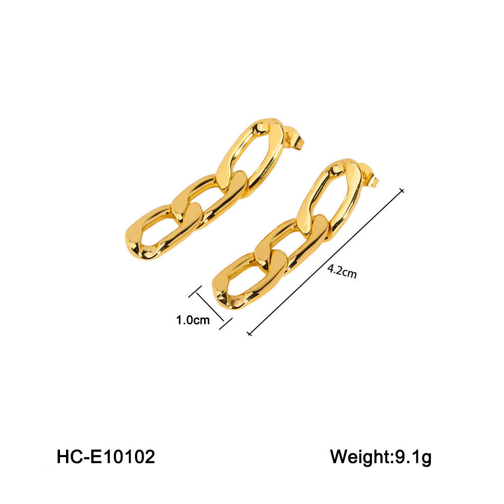 Circle Chain Geometric Stainless Steel Electroplating Earrings