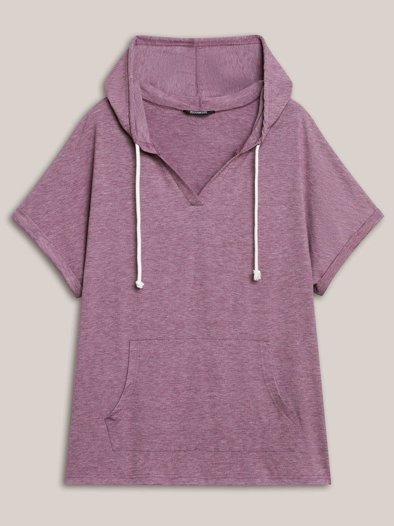 Hooded Pockets Ties Plain T-Shirt