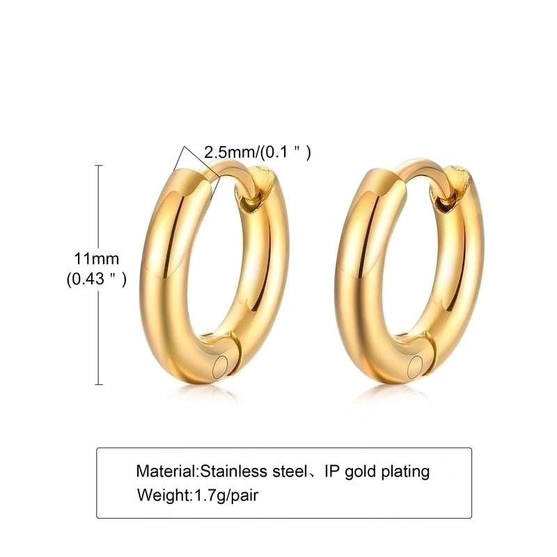1 Pair Minimalist Solid Color Plating 304 Stainless Steel Hoop Earrings