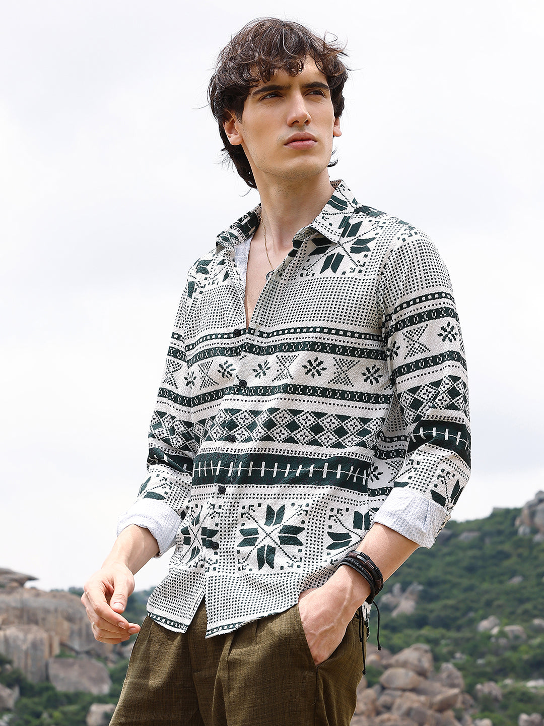Geometric Seersucker Shirt