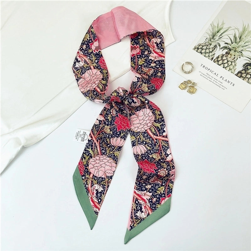 Women's Sweet Flower Satin Silk Scarves