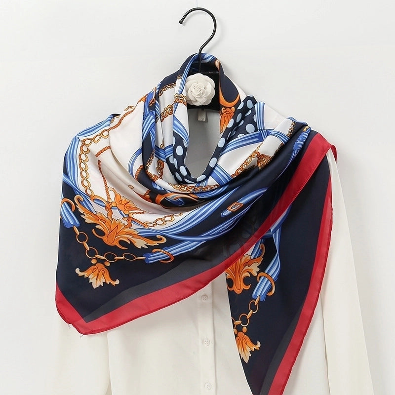 Women's Ethnic Style Sweet Color Block Satin Printing Scarf