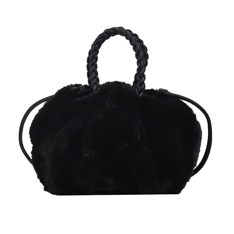 Women's Autumn&winter Plush Solid Color Classic Style Cloud Shape Magnetic Buckle Handbag